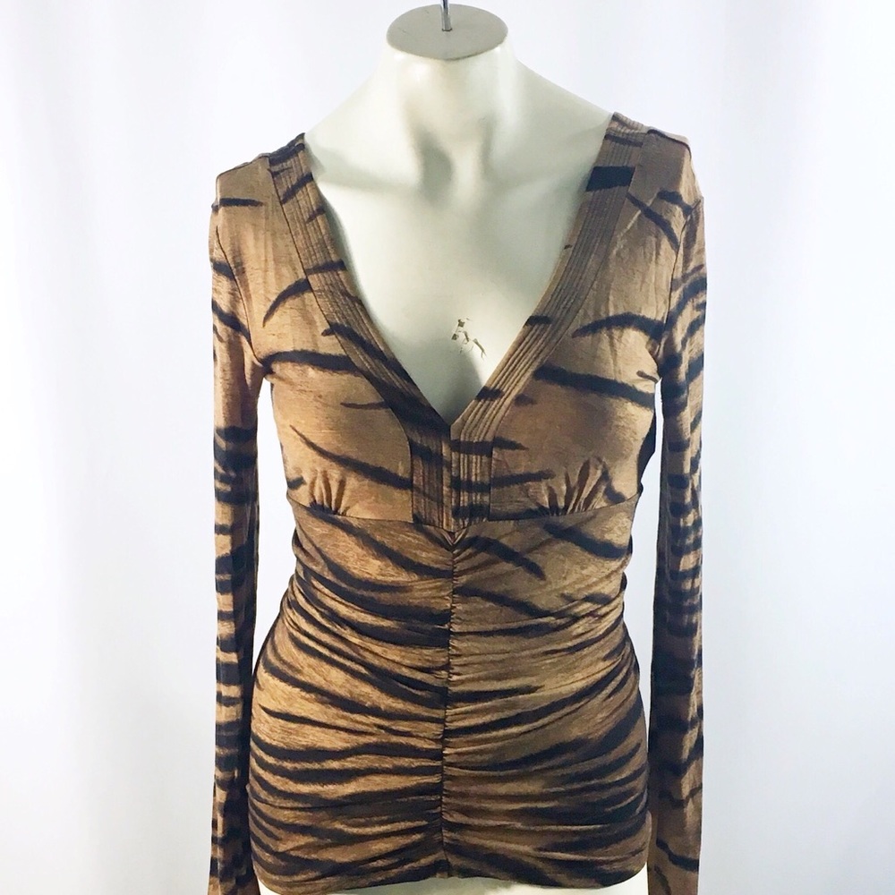 Max Mara tiger print v neck long sleeve top